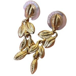 *VINTAGE*‎ Napier gold tone leaf dangle earrings